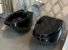 OFFERTA: set lavabo freestanding + vaso + coprivaso + bidet nero lucido ESEDRA